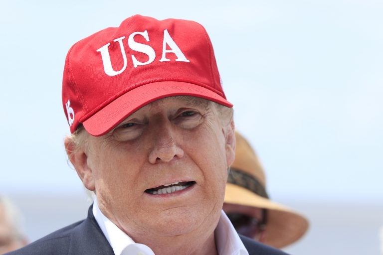 President Donald Trump speaks to reporters during a visit to Lake Okeechobee and Herbert Hoover Dike at Canal Point, Fla., Friday, March 29, 2019. Trump says he will close the nation's southern border, or large sections of it, next week if Mexico does not immediately stop illegal immigration. In a tweet, Trump ramped up his repeated threat to close the border by saying he will do it next week unless Mexico takes action. (Manuel Balce Ceneta/AP Photo)