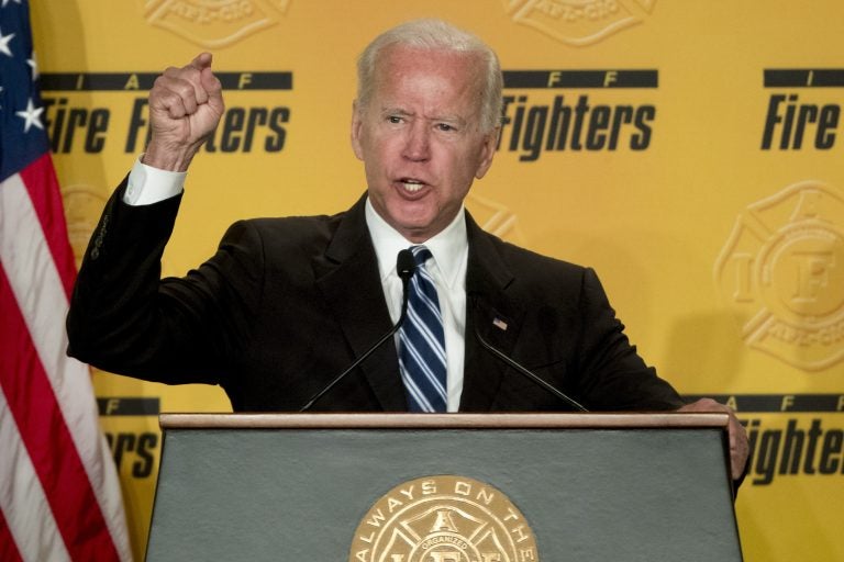 In this March 12, 2019, file photo, former Vice President Joe Biden speaks to the International Association of Firefighters at the Hyatt Regency on Capitol Hill in Washington. Biden says he does not recall kissing a Nevada political candidate on the back of her head in 2014. The allegation was made in a New York Magazine article written by Lucy Flores, a former Nevada state representative and the 2014 Democratic nominee for Nevada lieutenant governor. Flores says Biden’s behavior “made me feel uneasy, gross, and confused.” (Andrew Harnik/AP Photo)