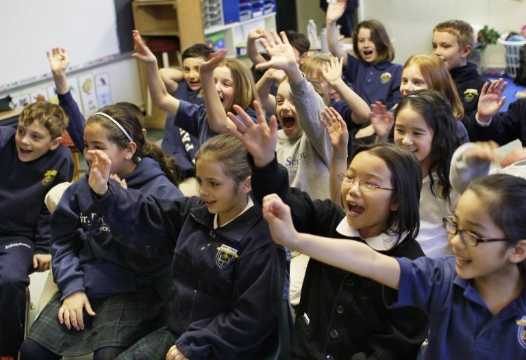 Students in the 3rd grade at St. Paul School in Princeton, N.J. are pictured in this file photo.  (Tom Mihalek/AP Photo for Skype)