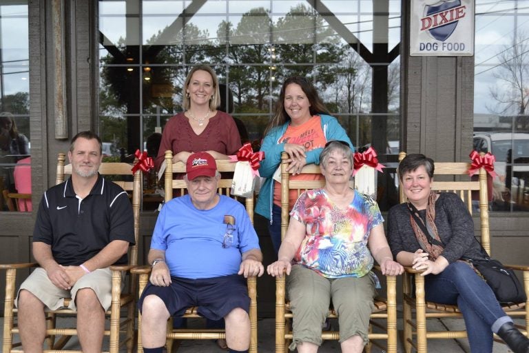 Family reunion lunch at Cracker Barrel in Macon, Georgia.  Front row (left to right): Thor Ott, Dan Ott, Kathy Ott, Tanya Ott.  Back row (left to right): Krista Ott, Danielle Springston. (Image courtesy of Tanya Ott)