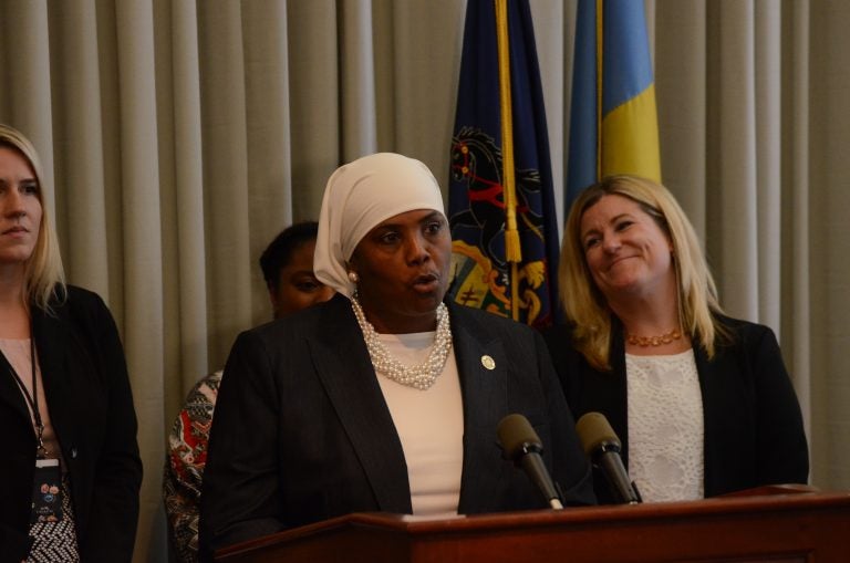 Movita Johnson-Harrell, shown here while she was the supervisor of the Philadelphia district attorney's Victim/Witness Services unit. An invocation given before Johnson-Harrell's swearing-in to the state House was broadly construed as Islamophobic. (Tom MacDonald/WHYY)