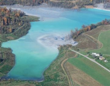 Little Blue Run, the largest coal ash pond east of the Mississippi, along the Pennsylvania-West Virginia border. (Courtesy of Robert Donnan)