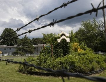 In this Aug. 1, 2018 photo weeds engulf a playground at housing section of the former Naval Air Warfare Center Warminster in Warminster, Pa. In Warminster and surrounding towns in eastern Pennsylvania, and at other sites around the United States, the foams once used routinely in firefighting training at military bases contained per-and polyfluoroalkyl substances, or PFAS. (Matt Rourke/AP Photo)