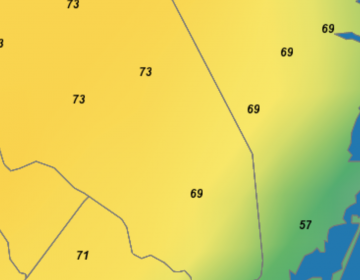 Temperatures in South Jersey at 3 p.m. on Friday, March 15. (Image: New Jersey Weather & Climate Network)
