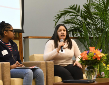 Students M’niyah DeVaughn and with Tatiana Amaya share their stories of empowerment during a discussion panel (Abdul R. Sulayman/The Philadelphia Tribune)