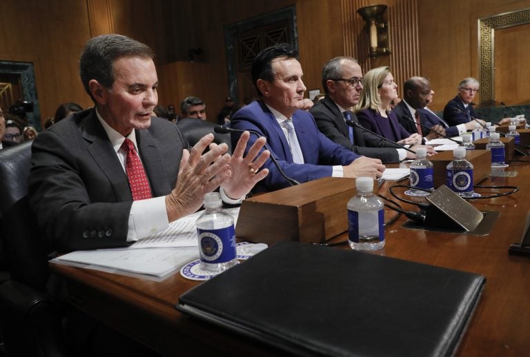 Drug prices in the United States support spending on research and development, said AbbVie CEO Richard Gonzalez (far left) in testimony by drug company executives before the Senate Finance Committee on Tuesday. (Pablo Martinez Monsivais/AP)