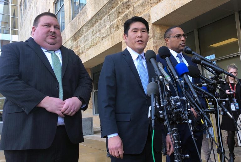 U.S. Attorney Robert Hur (center) discusses the charges against Christopher Hasson with Art Walker (left) of the Coast Guard investigative service, and FBI special agent Gordon Johnson last month.