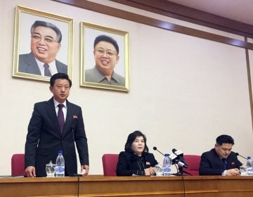 North Korean Vice Foreign Minister Choe Son Hui, (center), speaks at a gathering for diplomats in Pyongyang, North Korea, on Friday. (Eric Talmadge/AP)