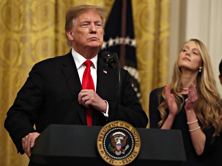 President Trump speaks before signing an executive order Thursday requiring colleges to certify that their policies support free speech as a condition of receiving federal research grants.
(Jacquelyn Martin/AP)