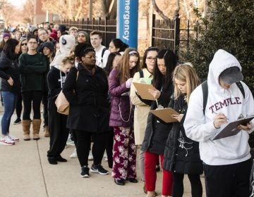 People lined up Wednesday to be vaccinated amid a mumps outbreak on the Temple University campus in Philadelphia. (Matt Rourke/AP Images)