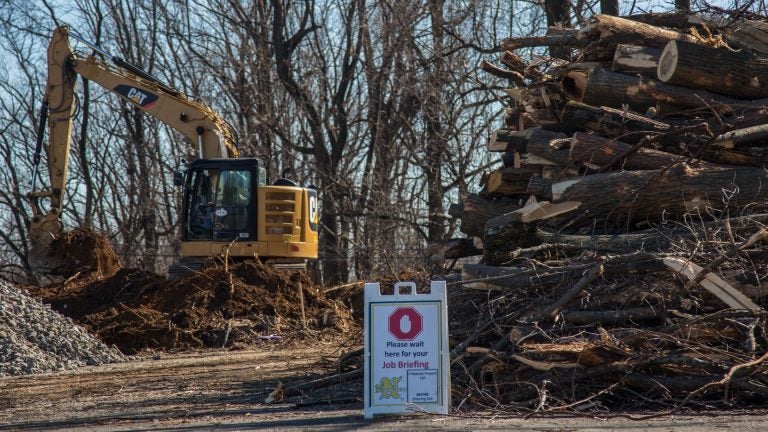 Tree-clearing in Delaware County to prepare for the construction of the Mariner East 2 pipeline project. The builder, Sunoco Logistics, rejected an attempt by a township in neighboring Chester County to block the installation of a valve along the line. (Emily Cohen/StateImpact Pennsylvania)