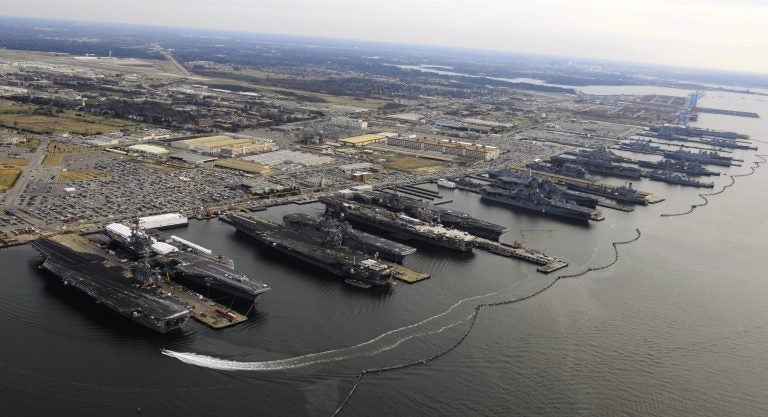 Naval Station Norfolk in Virginia, the Navy’s largest base, is endangered by sea level rise. (Courtesy of Mass Communication Specialist 2nd Class Ernest R. Scott)