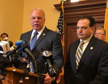 State Sen. President Steve Sweeney, left, said he wants $50 million in the state budget for fiscal year 2020 to go toward so-called extraordinary aid for special education students (Joe Hernandez/WHYY)