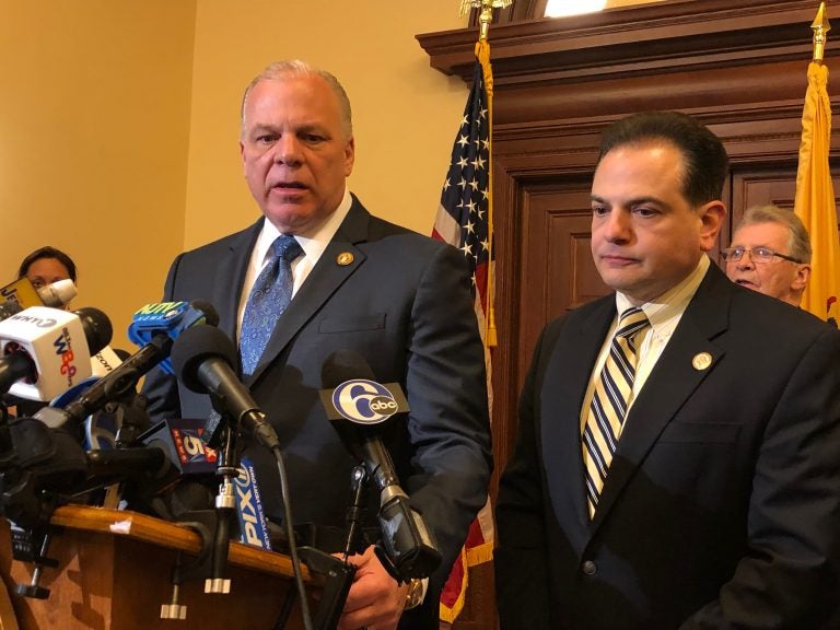 State Sen. President Steve Sweeney, left, said he wants $50 million in the state budget for fiscal year 2020 to go toward so-called extraordinary aid for special education students (Joe Hernandez/WHYY)