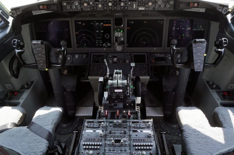 The cockpit of a grounded Lion Air Boeing 737 Max 8 aircraft is seen on March 15. (Bloomberg/Getty Images)