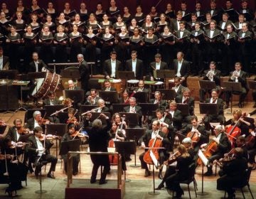 The Westminster Choir, performing with the New York Philharmonic and conductor Colin Davis in New York City in 2003.
(Hiroyuki Ito/Getty Images)