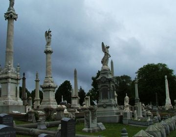 Three angel statues seen at Laurel Hill Cemetery in Philadelphia, Pa. (Image courtesy of Friends of Laurel Hill Cemetery)