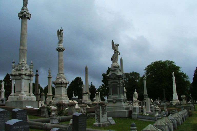 Three angel statues seen at Laurel Hill Cemetery in Philadelphia, Pa. (Image courtesy of Friends of Laurel Hill Cemetery)