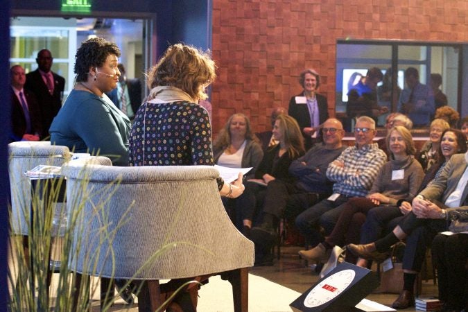 Stacey Abrams speaks about politics and her life during an interview with Marty Moss-Coane