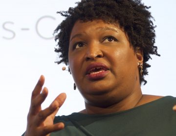 Stacey Abrams speaks about politics and her life during an interview with Marty Moss-Coane for Radio Times, in front of a live audience at WHYY in Philadelphia, Pa., April 5, 2019. (Bastiaan Slabbers for WHYY)