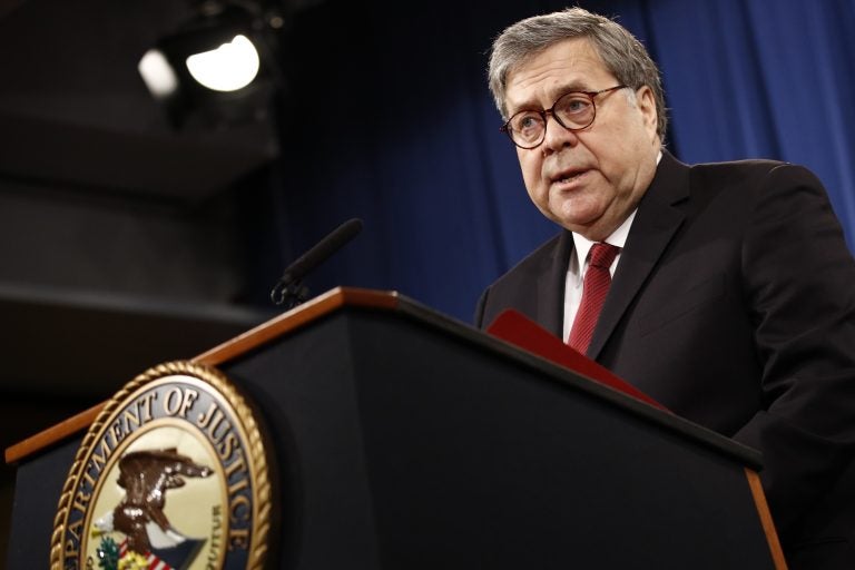 Then Attorney General William Barr at the Department of Justice in Washington in 2019. (Patrick Semansky/AP Photo)