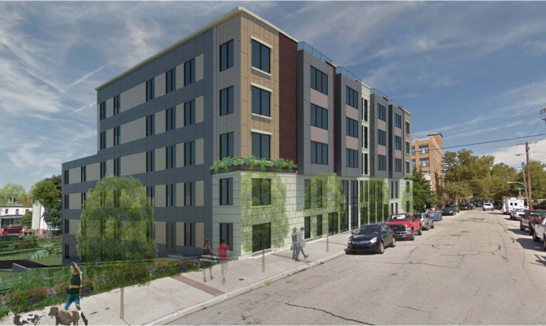 This rendering shows 4136 Mitchell Street in Roxborough, where additional height was allowed in exchange for a promise of a fresh food market. (KCA Design Associates)