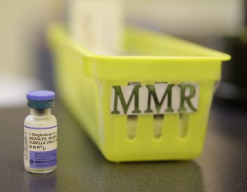 This Feb. 6, 2015, file photo shows a measles, mumps and rubella vaccine on a countertop at a pediatrics clinic in Greenbrae, Calif. (Eric Risberg/AP Photo) 