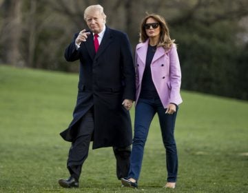 President Donald Trump and first lady Melania Trump walk along the South Lawn of the White House in Washington, Sunday, March 31, 2019, as they return from Trump's Mar-a-Lago estate in Palm Beach, Fla. (Andrew Harnik/AP Photo)