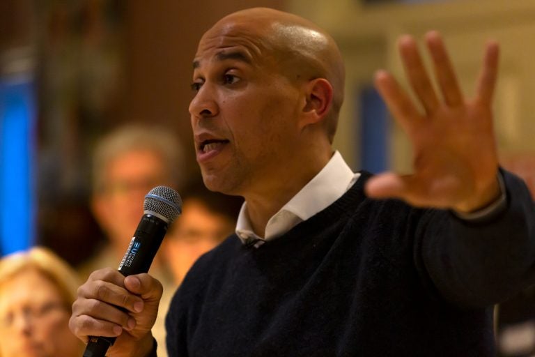 New Jersey Senator and Democratic presidential candidate Cory Booker is pictured in this file photo in Amherst, NH on Saturday April 6, 2019. (Nikolas Hample/Sipa USA)(Sipa via AP Images)