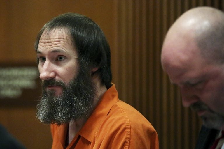 Johnny Bobbitt stands in the courtroom during his sentencing hearing at Burlington County Superior Court in Mount Holly, N.J., Friday, April 12, 2019. Bobbitt, the homeless veteran who admitted to conspiring with a New Jersey couple in a GoFundMe scam that raised more than $400,000, was sentenced Friday to five years' probation. (Tim Tai/The Philadelphia Inquirer via AP, Pool)