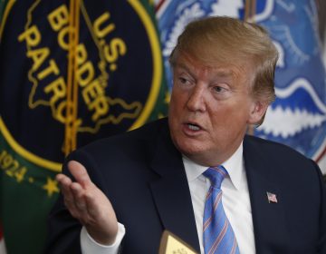 In this April 5, 2019 photo, President Donald Trump participates in a roundtable on immigration and border security at the U.S. Border Patrol Calexico Station in Calexico, Calif. (Jacquelyn Martin/AP Photo)