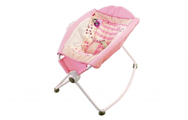 This undated photo provided by the U.S. Consumer Product Safety Commission shows the Fisher-Price Rock 'n Play Sleeper. Fisher-Price is recalling nearly 5 million infant sleepers after more than 30 babies rolled over in them and died since the product was introduced in 2009. The U.S. Consumer Product Safety Commission says that anyone who bought any models of the Fisher-Price Rock 'n Play sleeper should stop using it right away and contact Fisher-Price for a refund. The recall covers about 4.7 million of the sleepers, which cost between $40 and $149. (U.S. Consumer Product Safety Commission via AP)