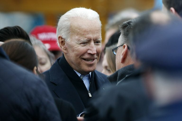 Joe Biden Former vice president Joe Biden talks with officials after speaking at a rally in support of striking Stop & Shop workers in Boston, Thursday, April 18, 2019. (Michael Dwyer/AP Photo)