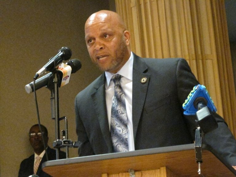 Democratic Atlantic City Mayor Frank Gilliam Jr. speaks at an event in Atlantic City N.J. on Tuesday April 23, 2019, at which state officials said New Jersey's takeover of Atlantic City will remain in place for the full five-year term envisioned by former Republican Gov. Chris Christie when it began in 2016. (Wayne Parry/AP Photo)