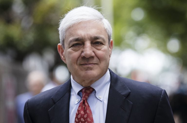 In this June 2, 2017, file photo, former Penn State President Graham Spanier departs after his sentencing hearing at the Dauphin County Courthouse in Harrisburg, Pa. (AP Photo/Matt Rourke, File)