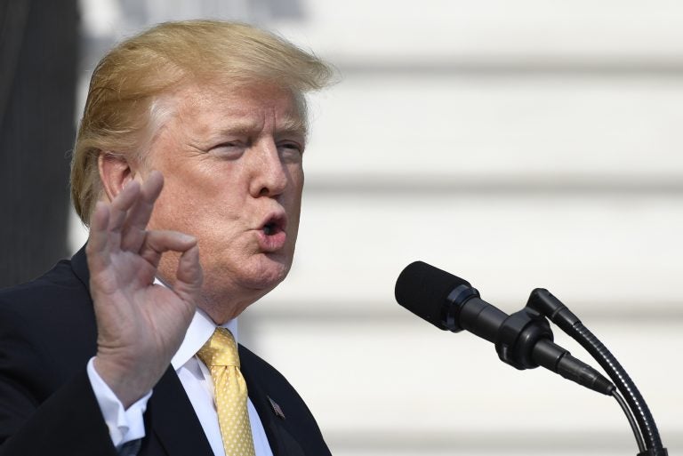 In this April 25, 2019, photo, President Donald Trump speaks on the South Lawn of the White House in Washington. (Susan Walsh/AP Photo)
