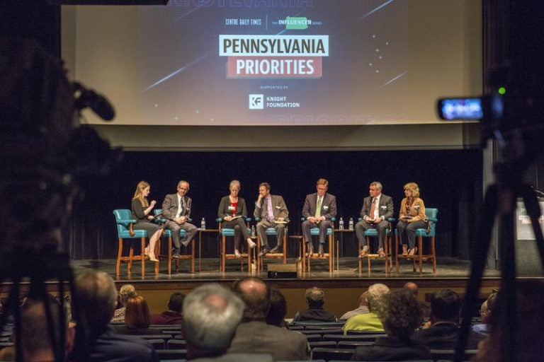 Panelists discussed potential solutions to the rural broadband crisis as a part of the Influencers Project hosted by the Centre Daily Times at the State Theatre on April 24, 2019. (Min Xian/WPSU)