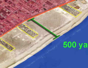 WHYY graphic showing the width of a Wildwood beach. 