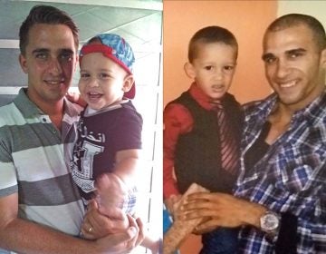 Abel Perez (left) and Pablo Alvarez (right), are pictured holding their sons. (Courtesy of Church World Service)