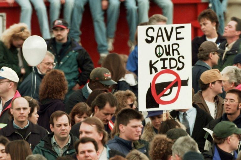 On April 25, 1999, a memorial service for the victims of the Columbine High School shooting Littleton, Colo. (Eric Gay/AP)