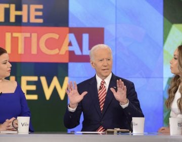 Democratic presidential candidate and former Vice President Joe Biden appears on The View on Friday, where he was asked about criticism from Anita Hill and accusations of unwanted touching. (Lorenzo Bevilaqua/ABC via AP)