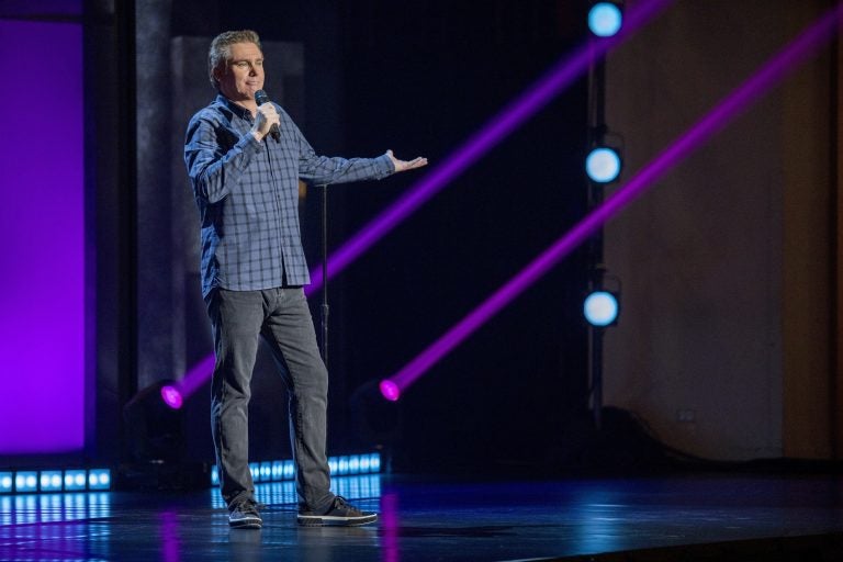 The comedian Brian Regan, pictured here in his Netflix special Nunchucks and Flamethrowers, has earned a reputation as a comic's comic. (Jeffery Garland/Netflix)