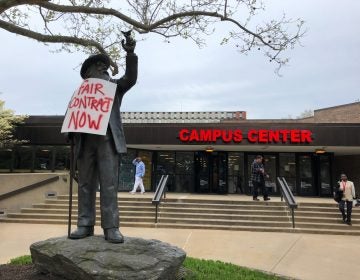 The faculty union at Rutgers has avoided a strike, but adjunct professors are still waiting for a contract. (Joe Hernandez/WHYY)