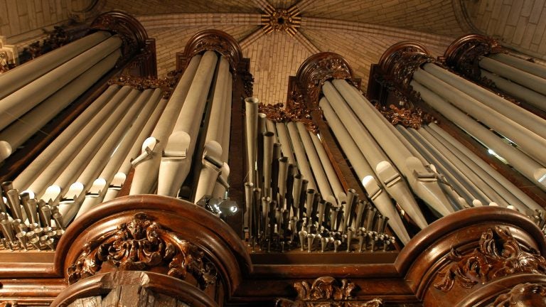 The pipe organ of Notre Dame cathedral in Paris, one of the most famous in the world, was spared from the cathedral fire on April 15, but major restoration needs to be done on the instrument. (Stephane de Sakutin/AFP/Getty Images)