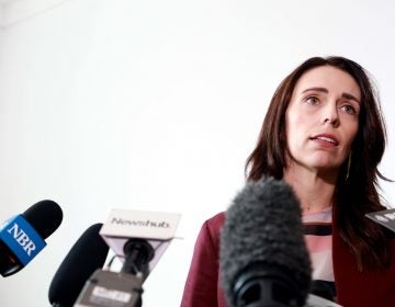 New Zealand Prime Minister Jacinda Ardern speaks to reporters at a news conference on Wednesday. She announced New Zealand and France will lead a global effort to end the use of social media as a tool to promote terrorism. (Phil Walter/Getty Images)
