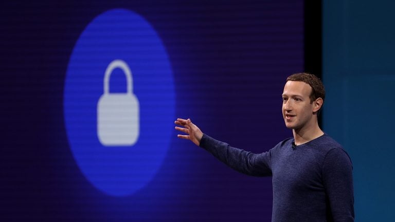 Facebook CEO Mark Zuckerberg speaks during the Facebook F8 developers conference on May 1, 2018, in San Jose, Calif. (Justin Sullivan/Getty Images)