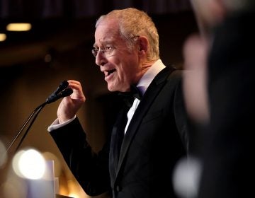 Author and historian Ron Chernow speaks at the annual White House Correspondents' Association dinner in Washington, D.C., on Saturday.