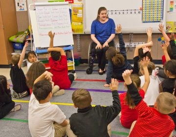 Hannah Kaptur, a student teacher at Rainbow Elementary in Coatesville, Pa., felt that voice training made it easer to use her voice all day. (Kimberly Paynter/WHYY)