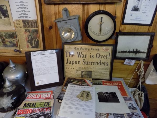 American Legion Post in Langhorne, Pa., is loaded with memorabilia. (Ximena Conde/WHYY)