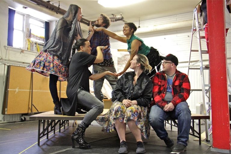 Members of the Bearded Ladies Cabaret rehearse for a performance that examines Walt Whitman's legacy, 